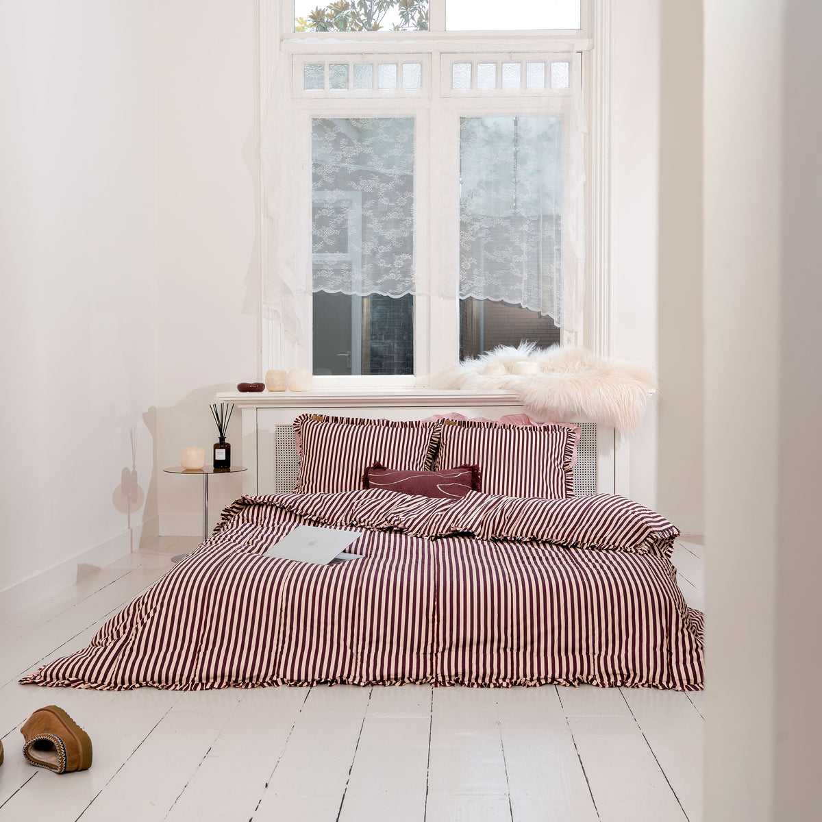 Dekbed zonder overtrek Cheeky Ruffles - Roze / Bordeaux