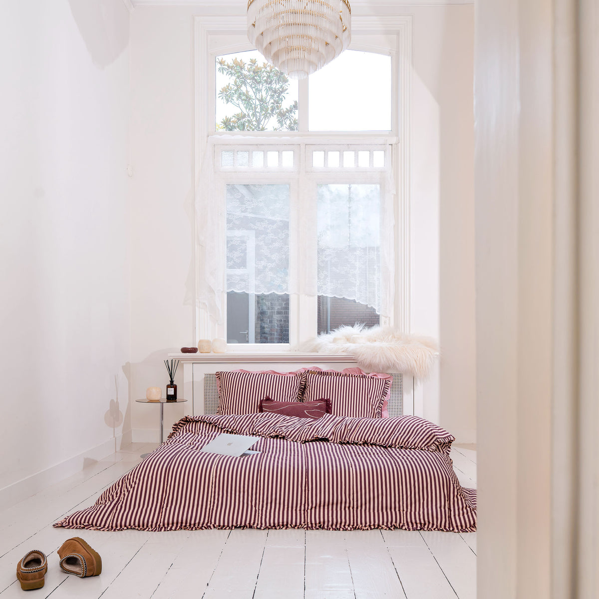 Dekbed zonder overtrek Cheeky Ruffles - Roze / Bordeaux