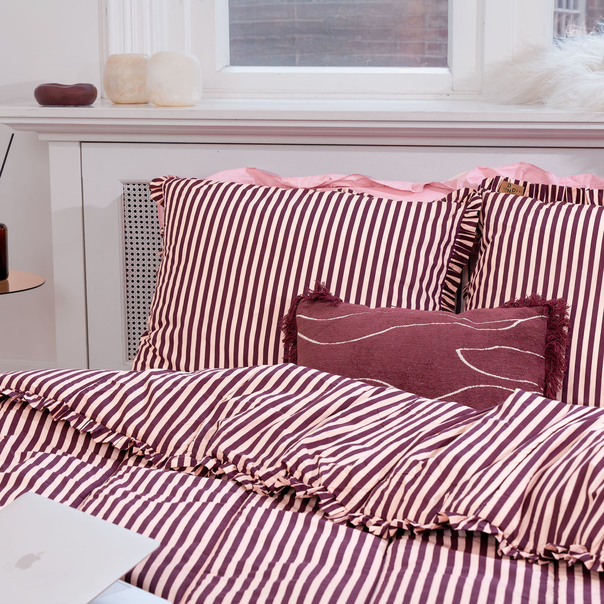 Dekbed zonder overtrek Cheeky Ruffles - Roze / Bordeaux