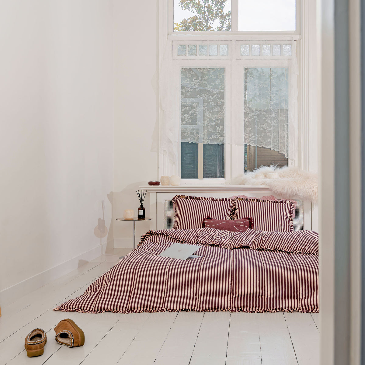 Dekbed zonder overtrek Cheeky Ruffles - Roze / Bordeaux